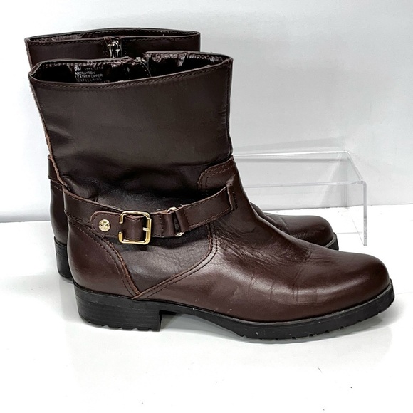 Anne Klein i Flex Clayton Brown Leather Boots Womens Size 9M Side Zip Lug sole - Picture 2 of 9
